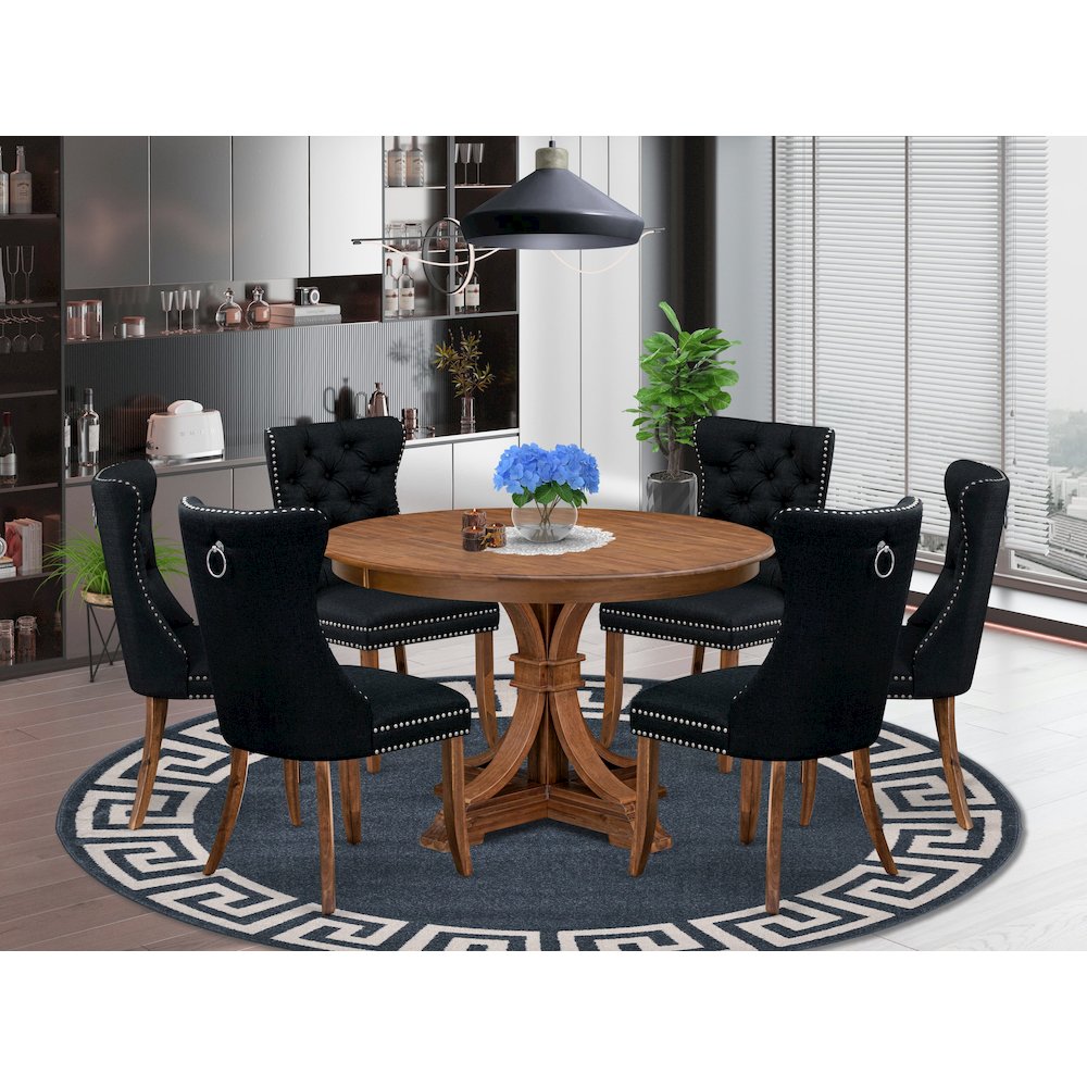 7-Piece Kitchen Table Set In Black Color