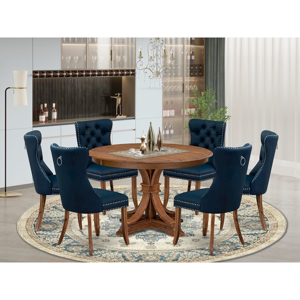 7-Piece Kitchen Table Set In Navy Blue Color