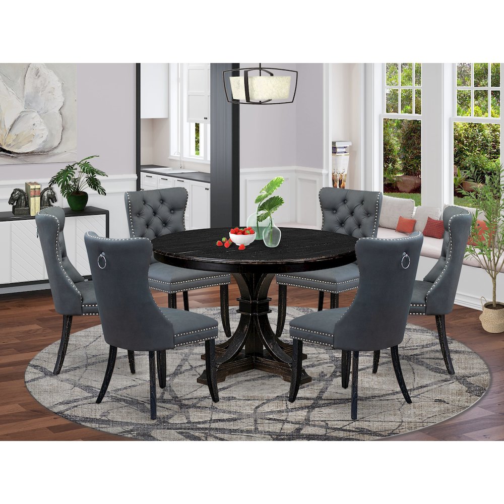 7-Piece Kitchen Table Set In Platinum Gray Color