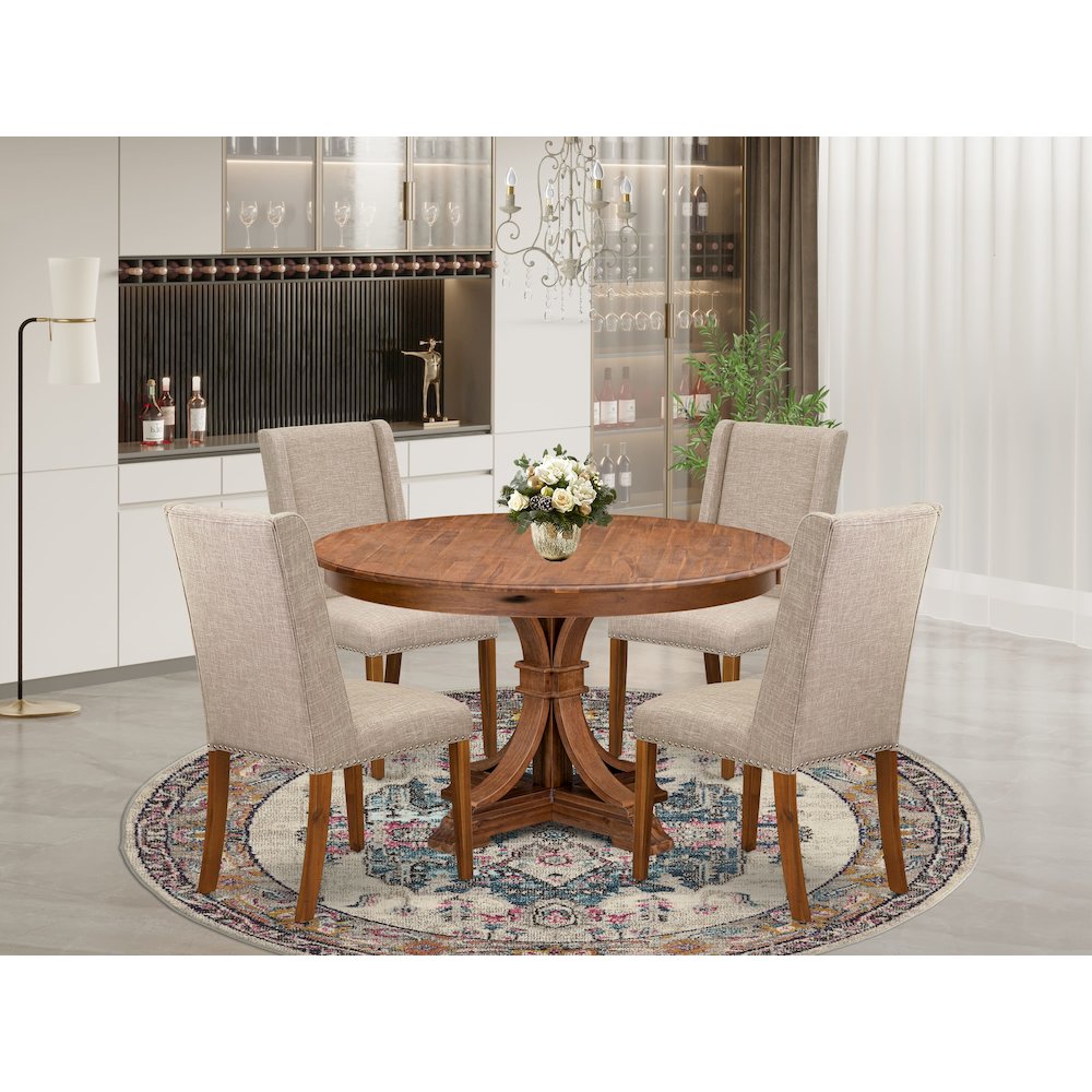 4 Light Tan Fabric Modern Chair