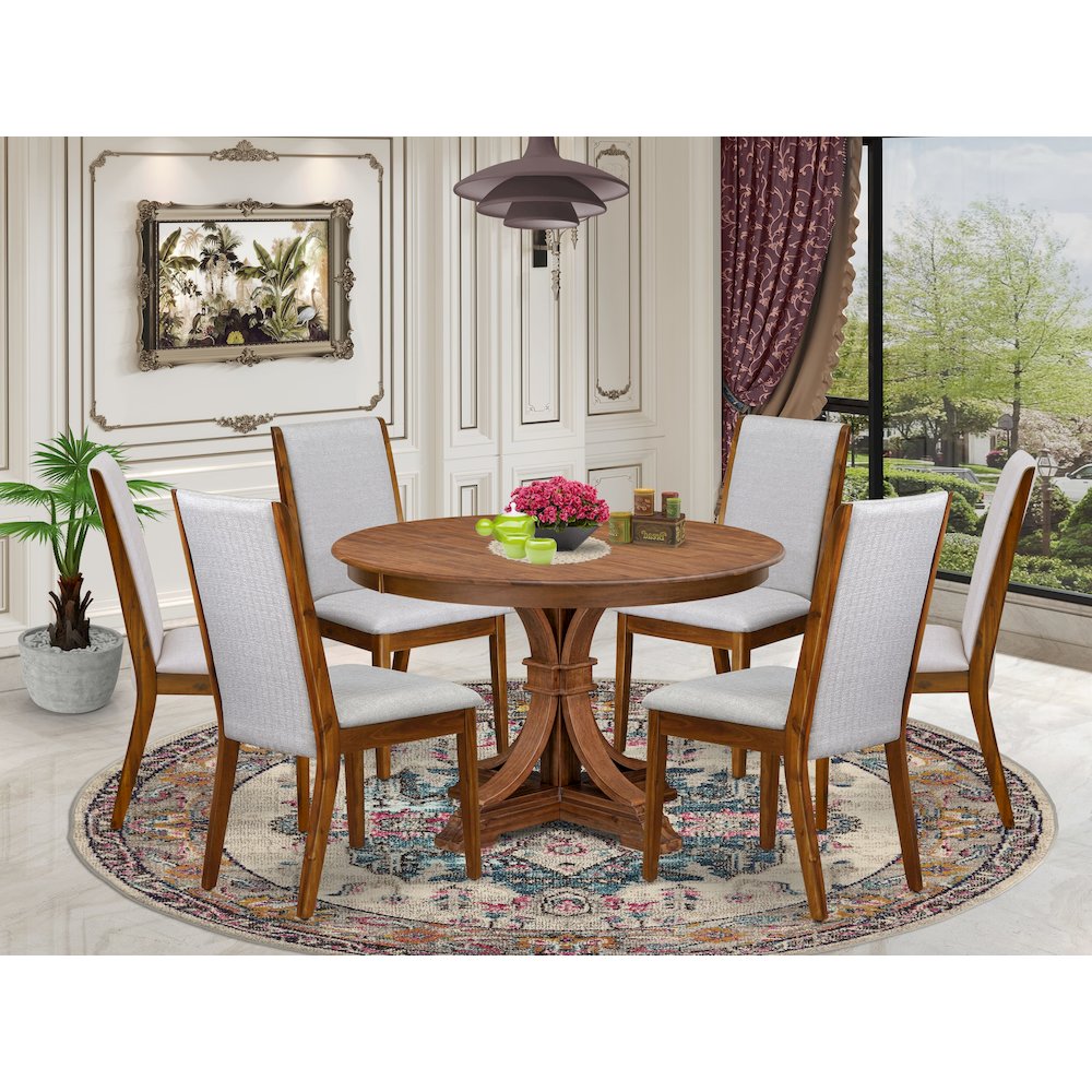6 Grey Linen Fabric Dining Chairs