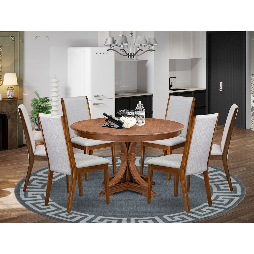 6 Grey Linen Fabric Parsons Chairs