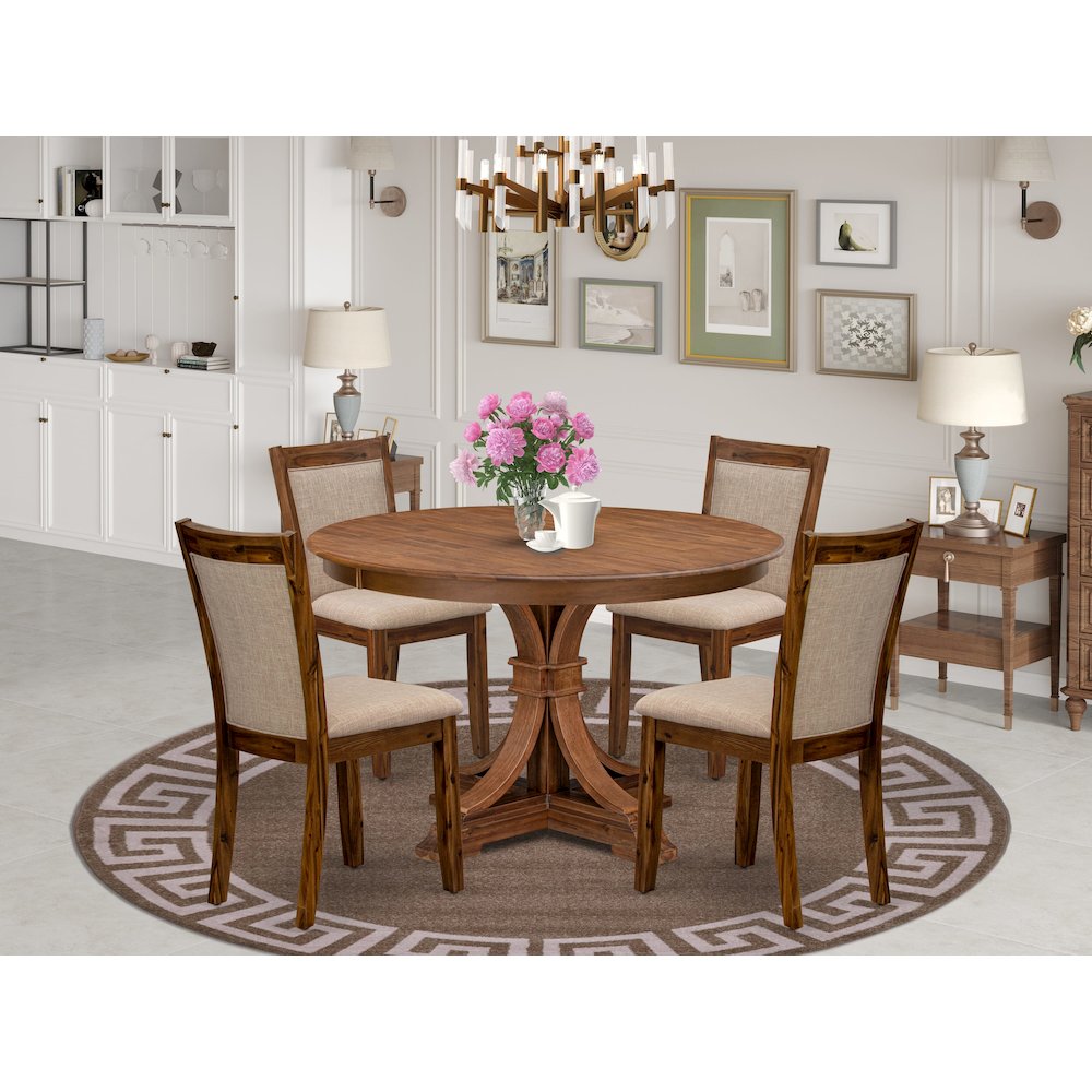 4 Light Tan Fabric Dining Chairs