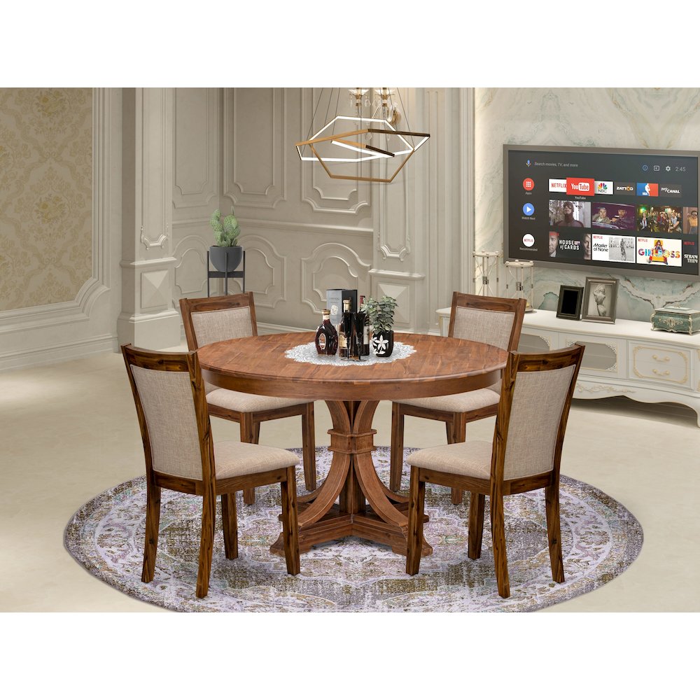 4 Light Tan Fabric Parson Chairs