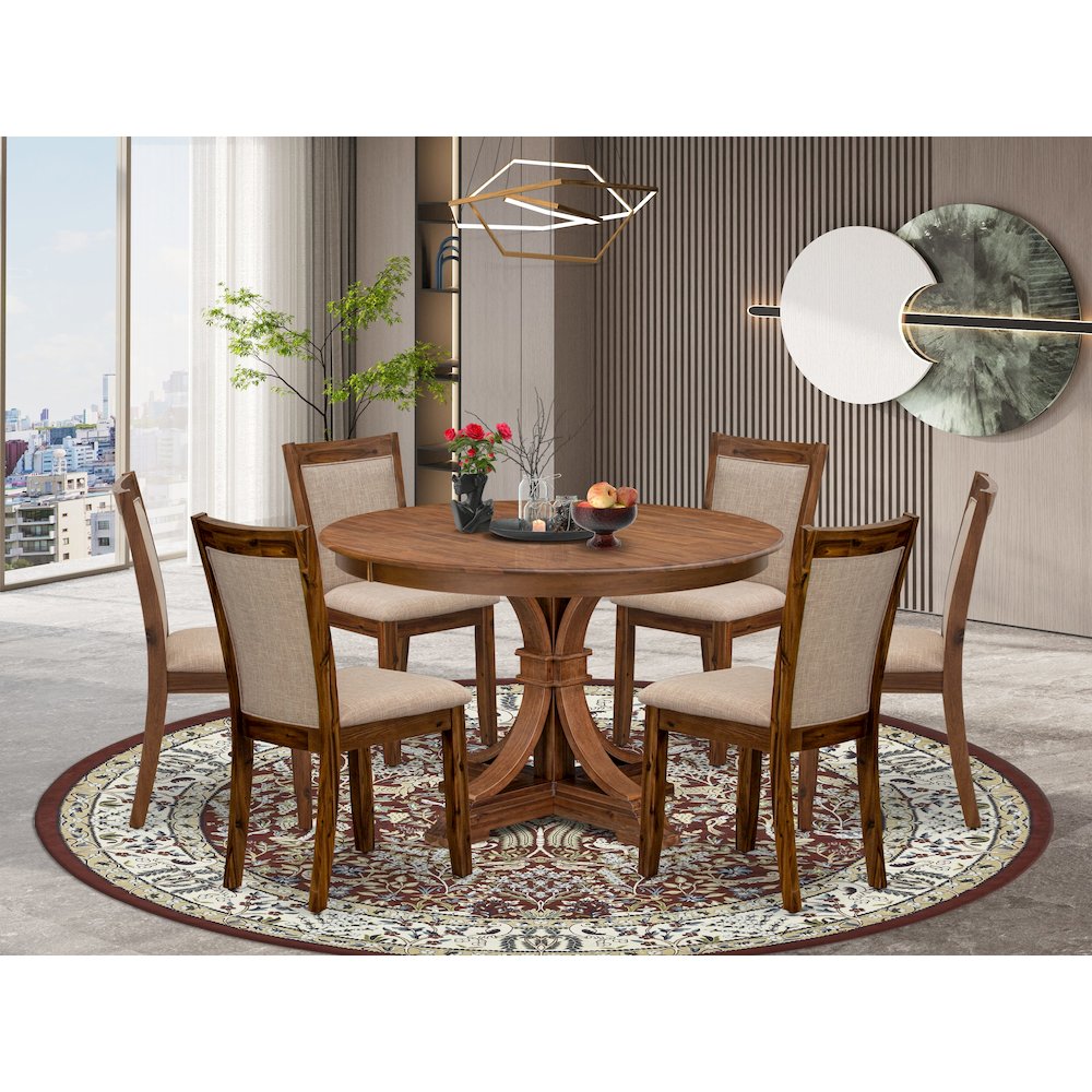 6 Light Tan Fabric Dining Chairs