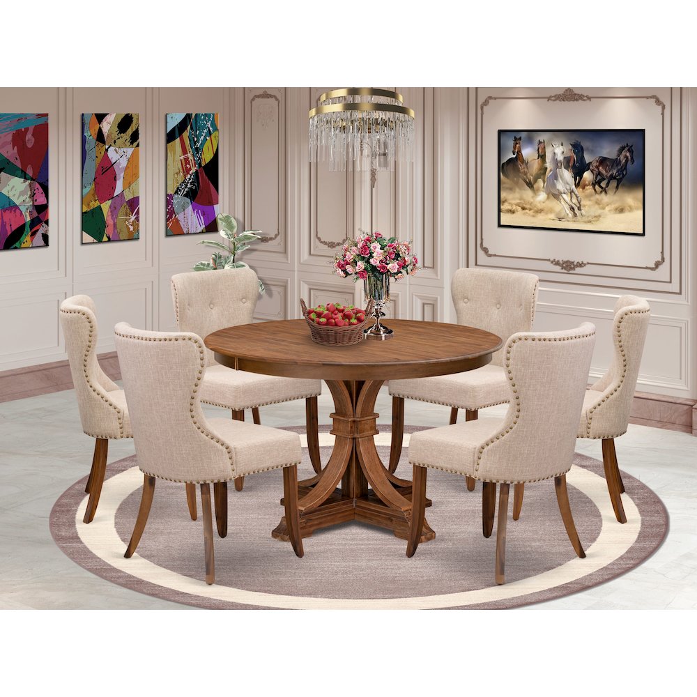 6 Light Tan Fabric Chairs