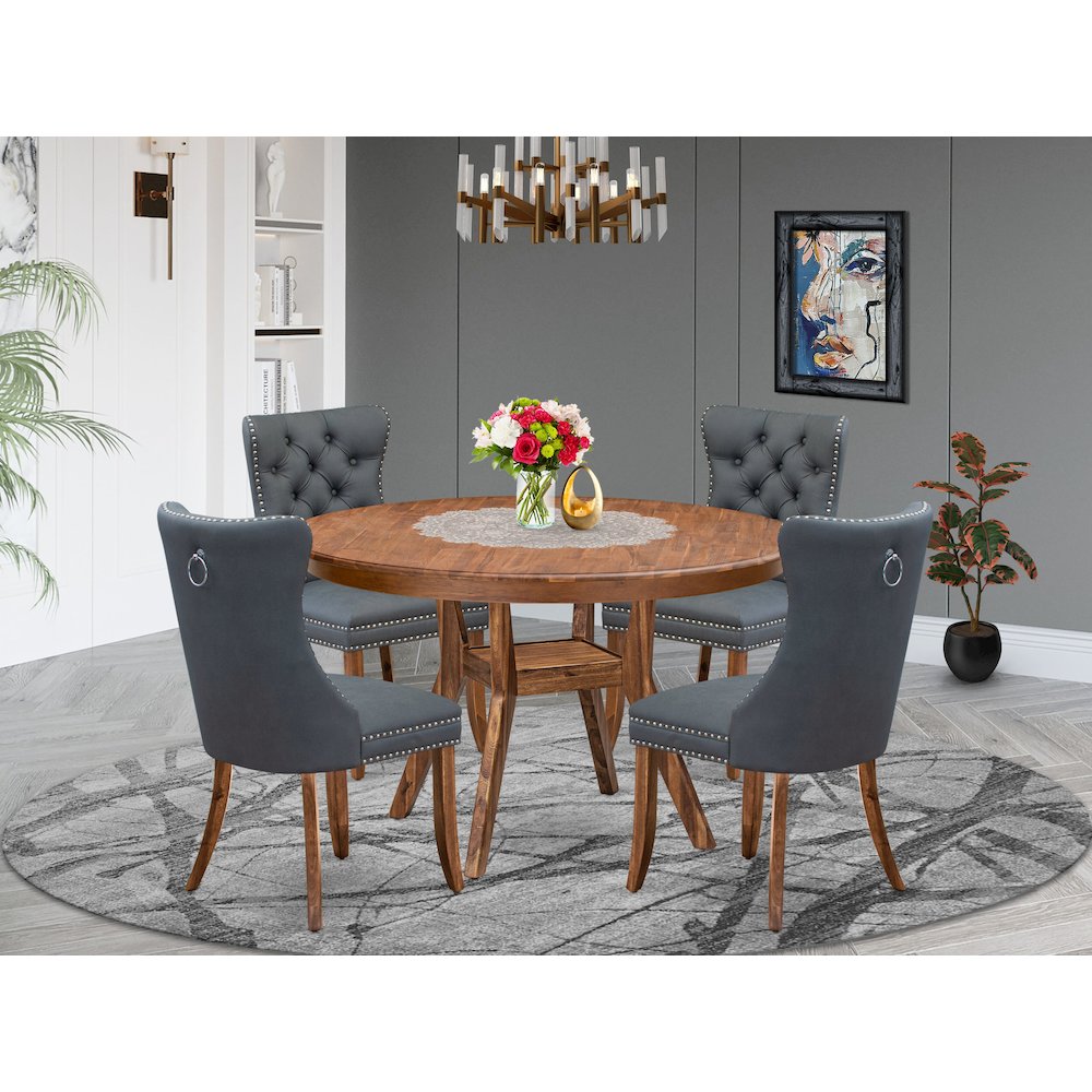 5-Piece Dining Room A Kitchen Table And 4 Platinum Gray Modern Dining Chairs
