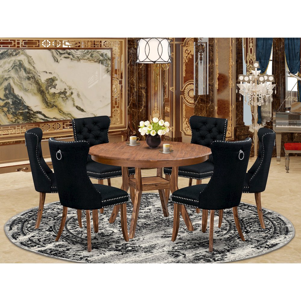 7-Piece Kitchen Table Set In Black Color