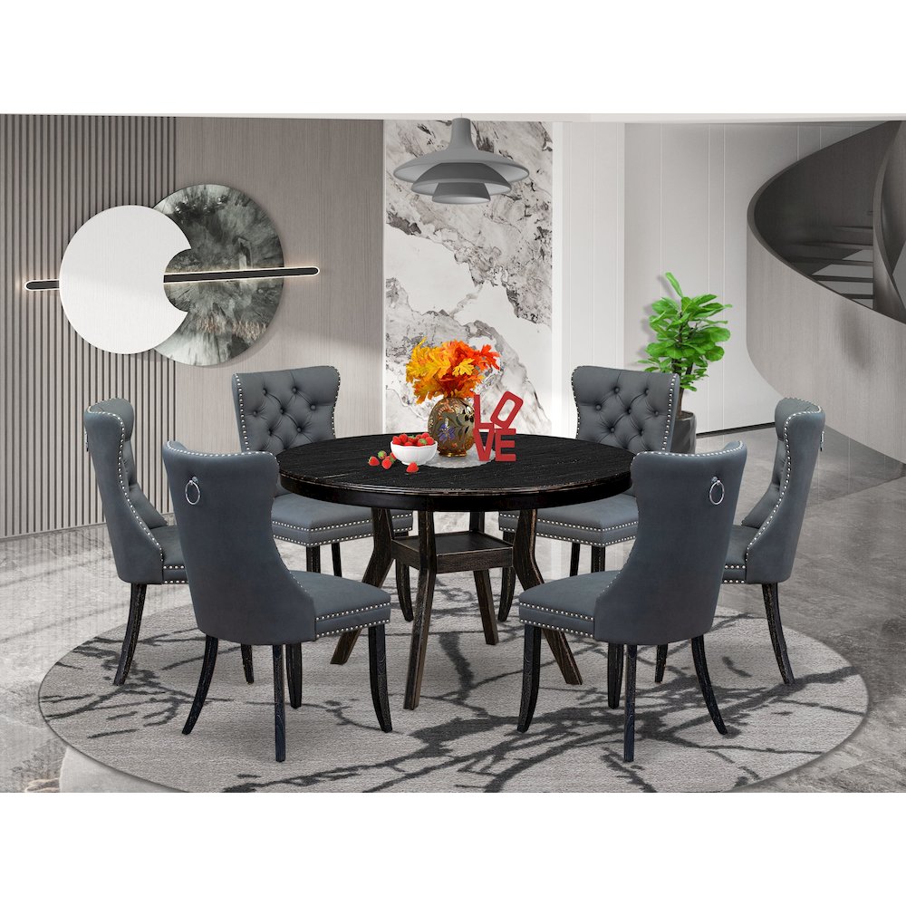 7-Piece Dining Set In Platinum Gray Color
