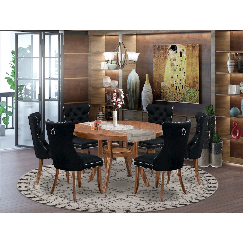 7-Piece Mid Century Kitchen Set In Black Color