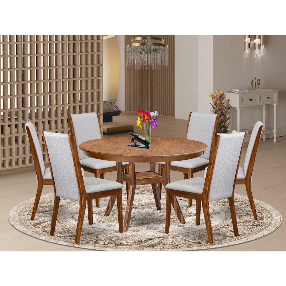 6 Grey Fabric Padded Chairs