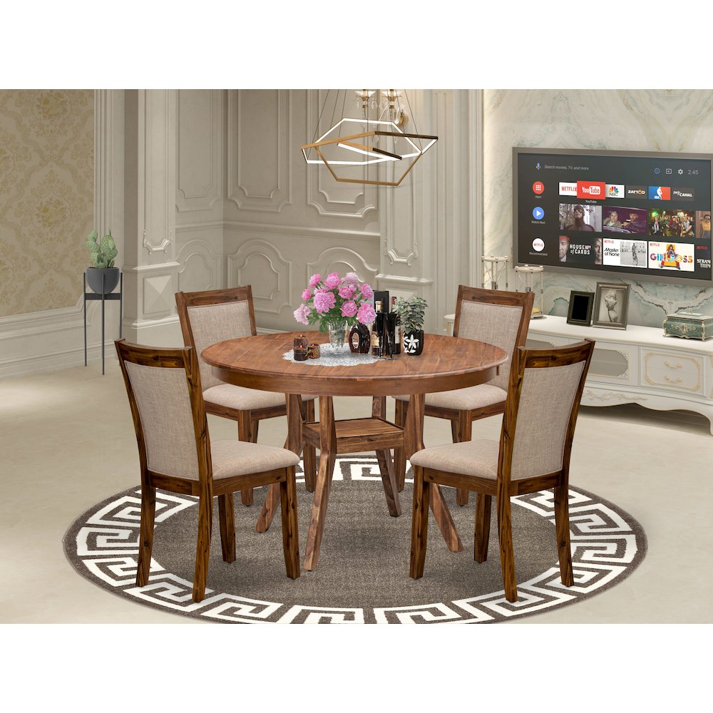 4 Light Tan Fabric Modern Chairs