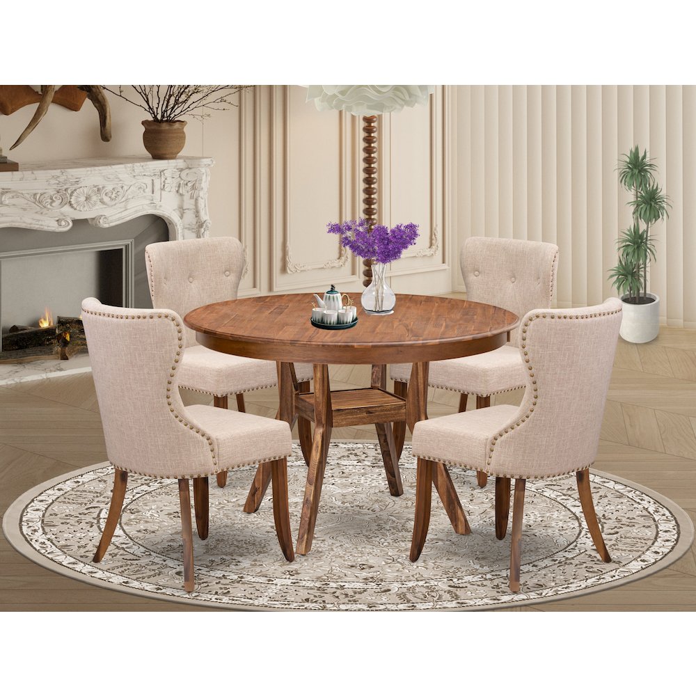4 Light Tan Fabric Kitchen Chairs