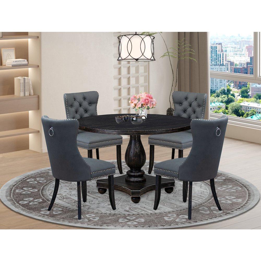 5-Piece Dining Room Set In Platinum Gray Color