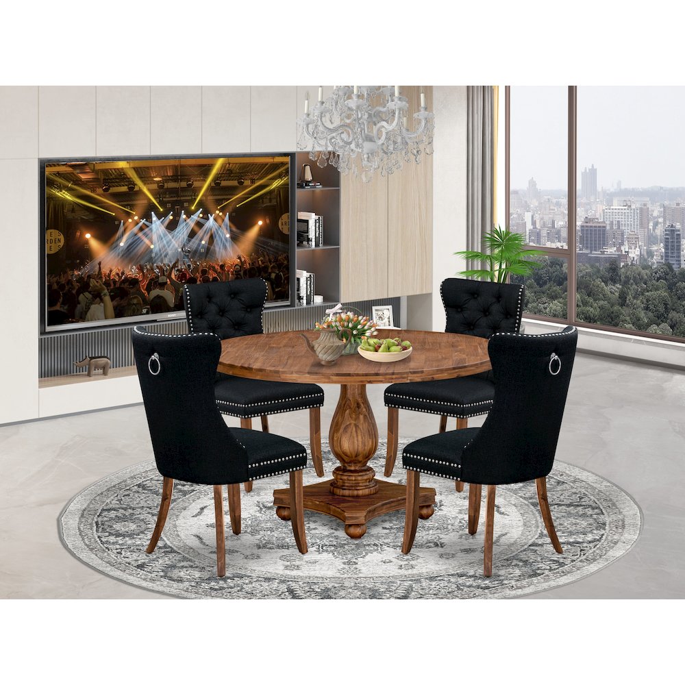 5-Piece Modern Dining Table Set In Black Color