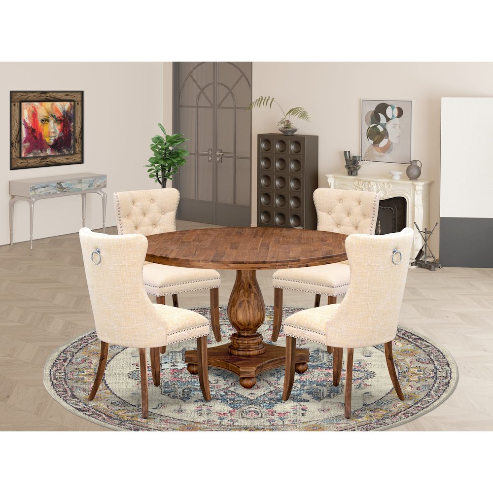 5-Piece Kitchen Table Set In Light Beige Color