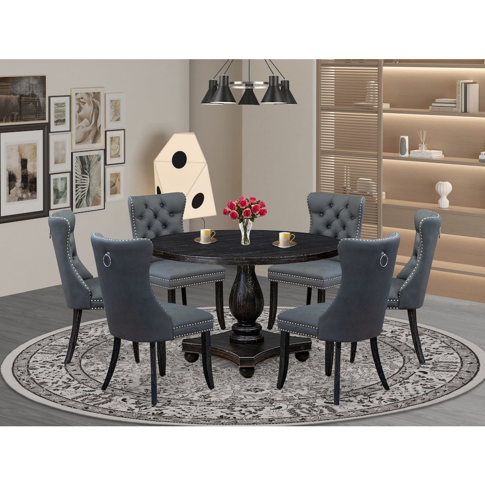7-Piece Kitchen Table Set In Platinum Gray Color