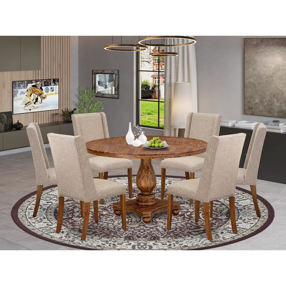 6 Light Tan Fabric Dinning Room Chairs