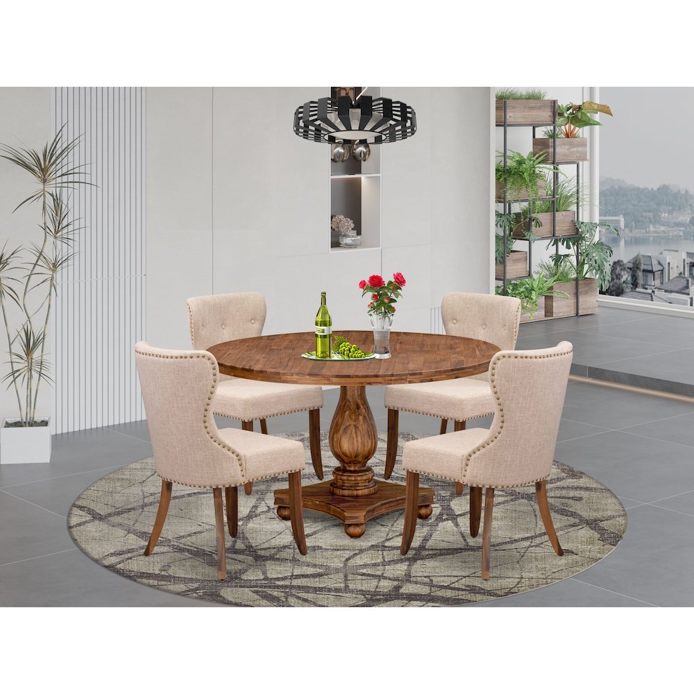 4 Light Tan Fabric Chairs