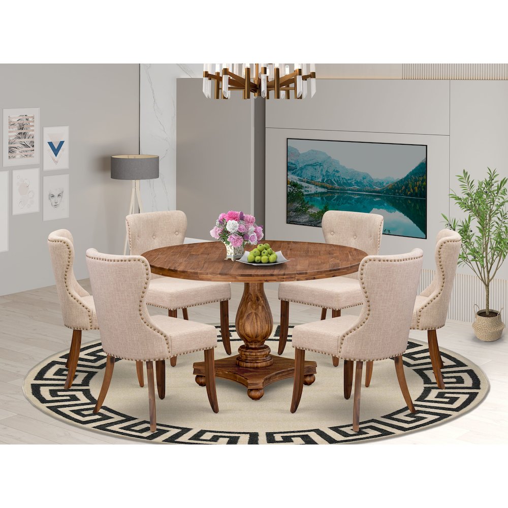 6 Light Tan Fabric Parson Chairs