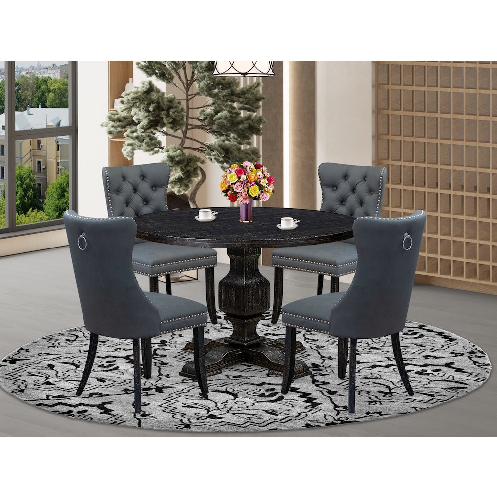 5-Piece Dining Table Set In Platinum Gray Color