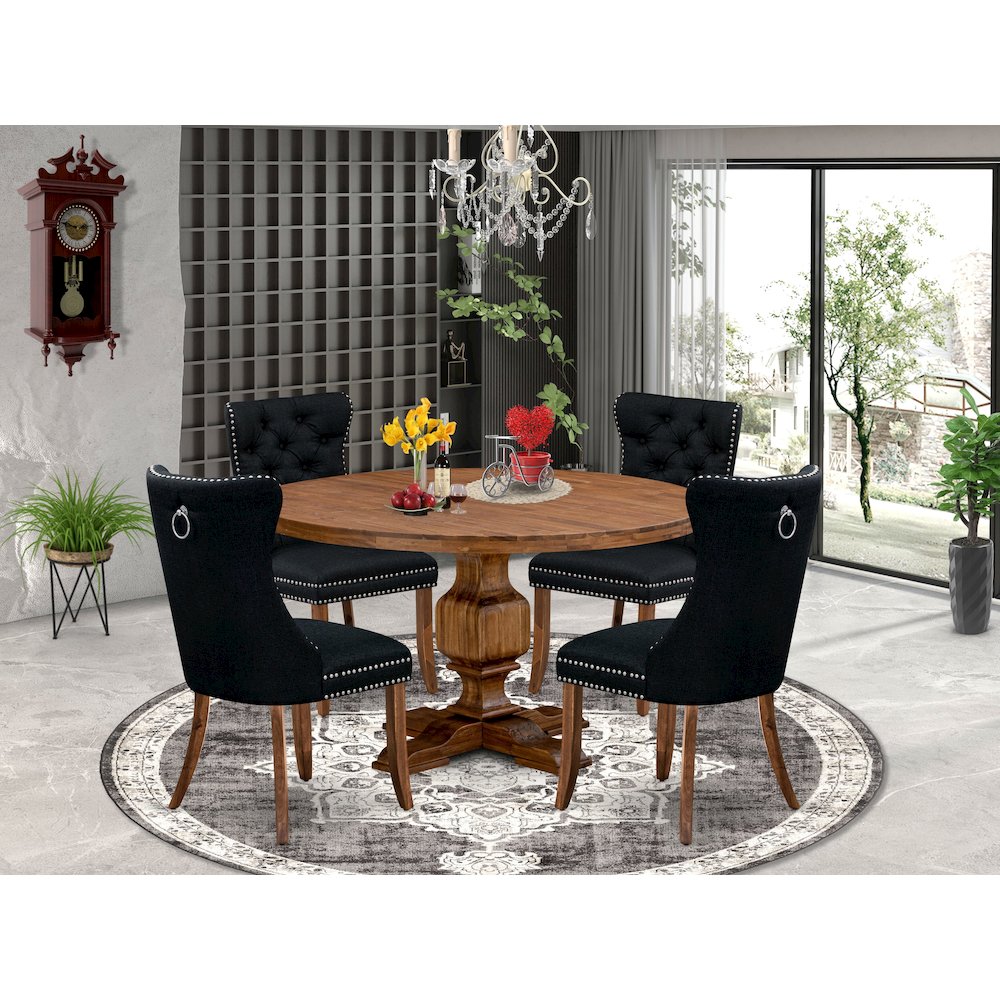 5-Piece Dining Table Set In Black Color