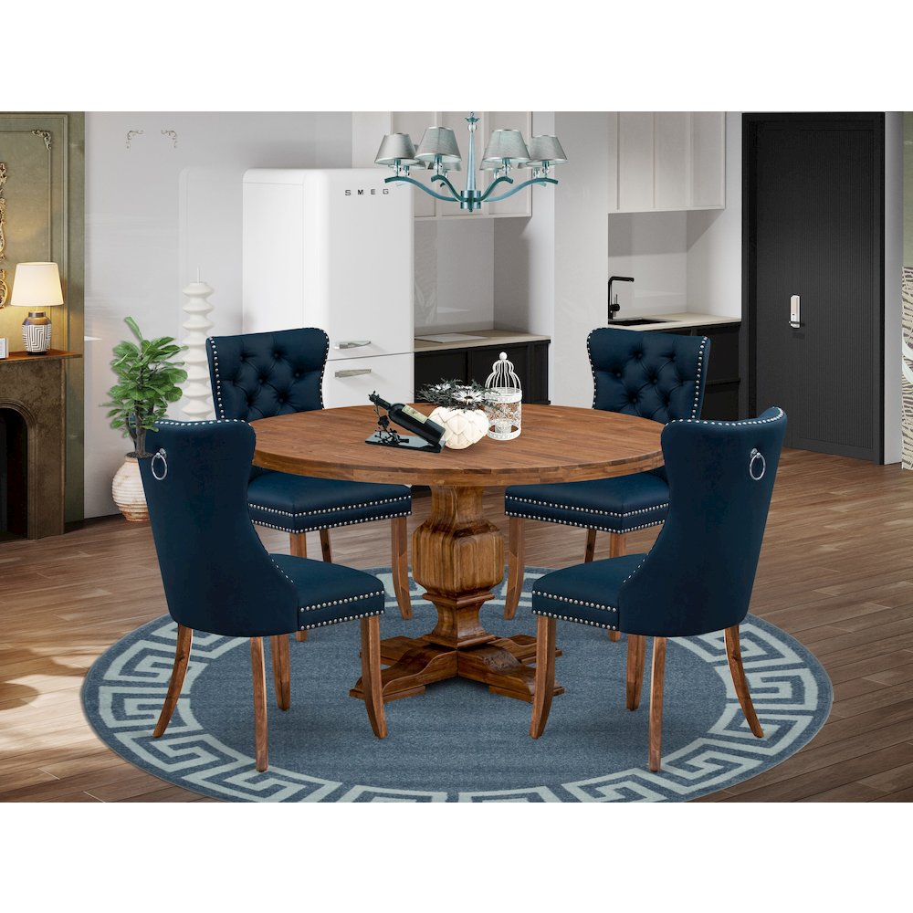 5-Piece Dining Set In Navy Blue Color