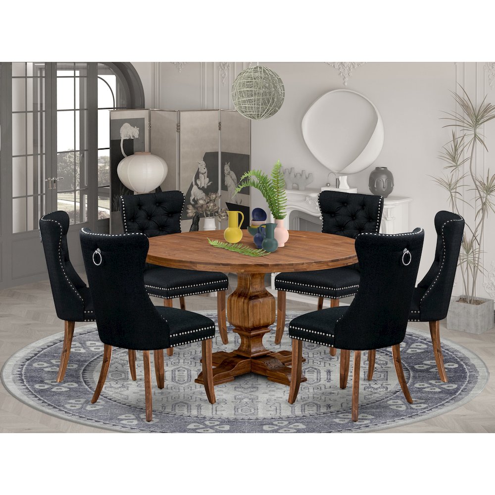 7-Piece Kitchen Table Set In Black Color
