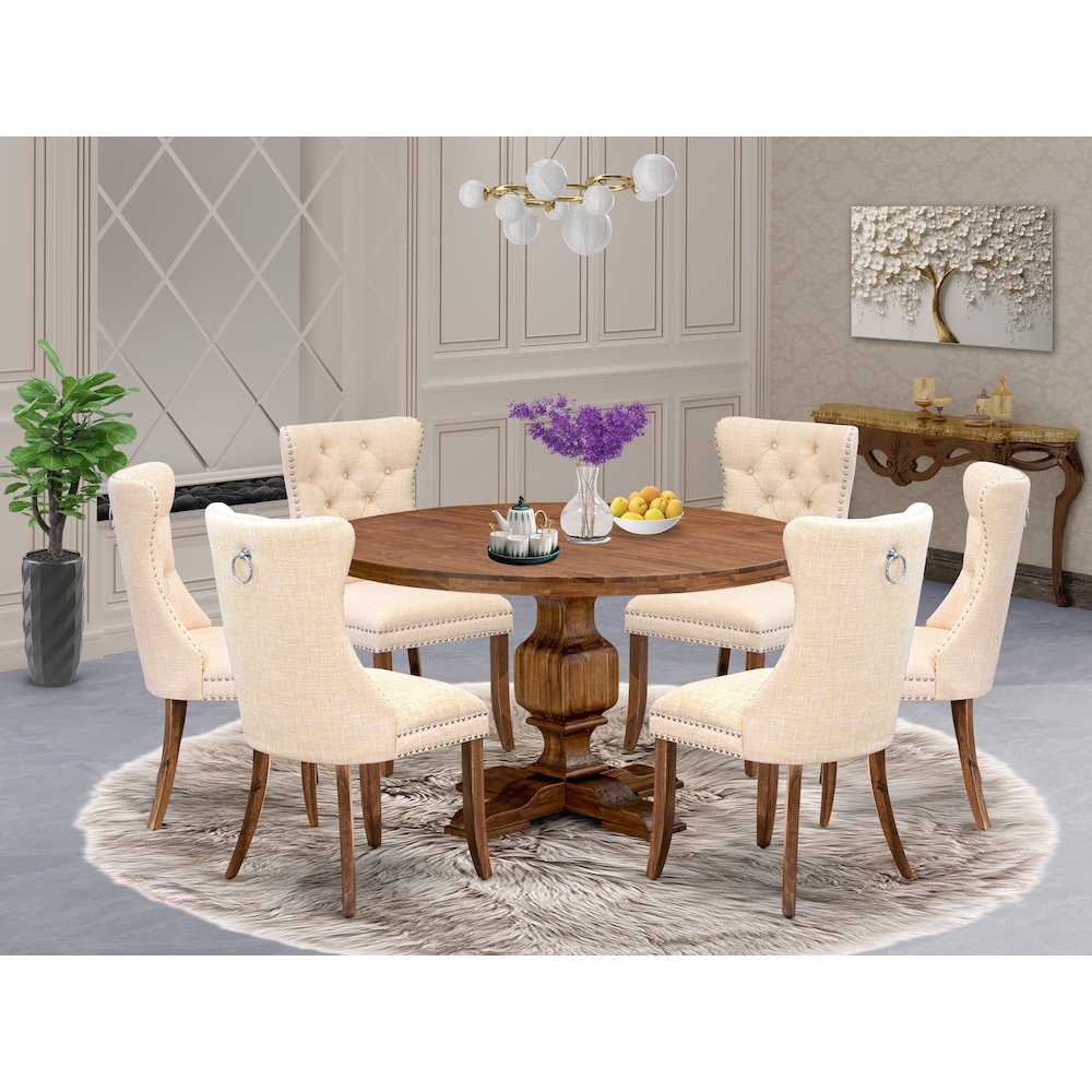 7-Piece Kitchen Table Set In Light Beige Color