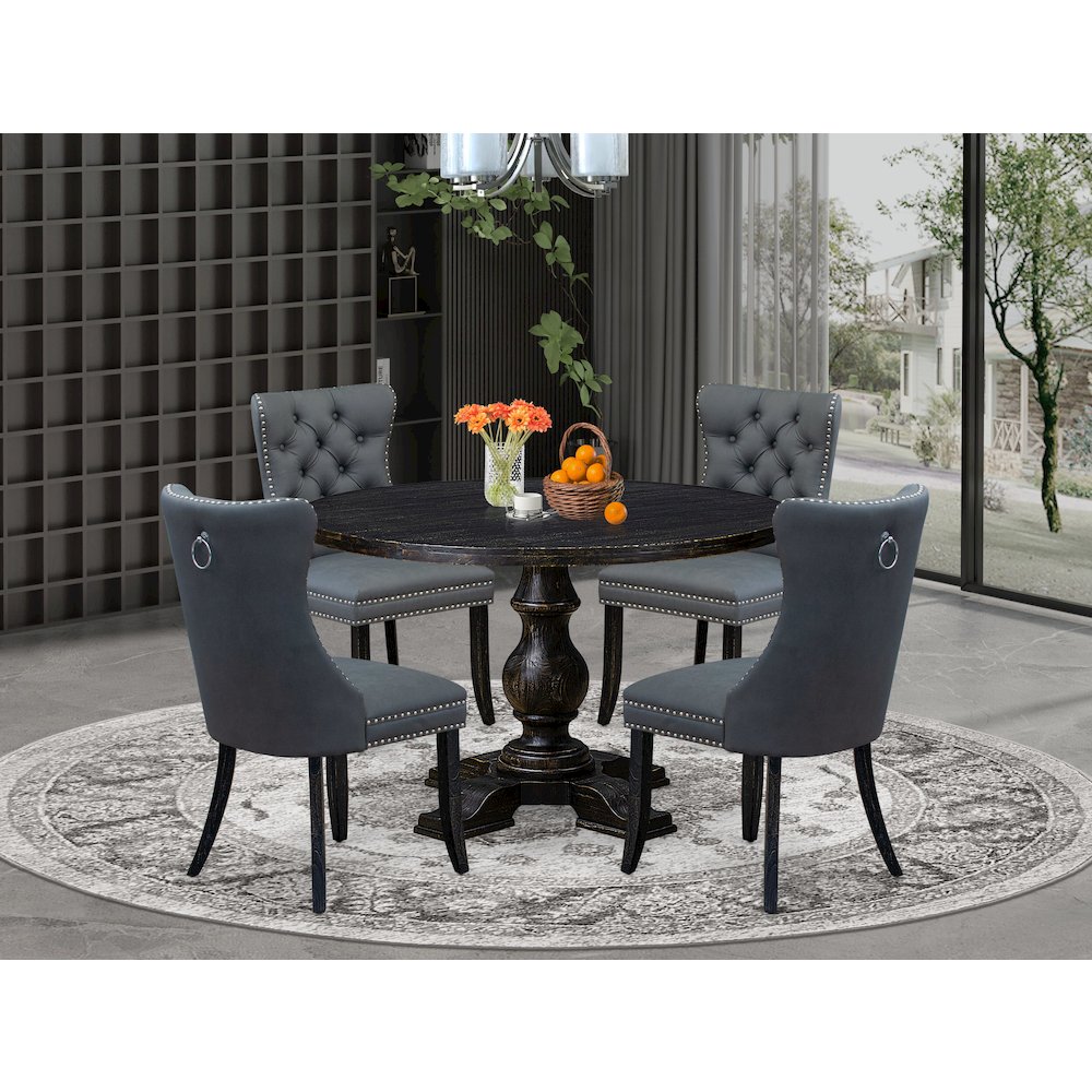 5-Piece Kitchen Table Set In Platinum Gray Color