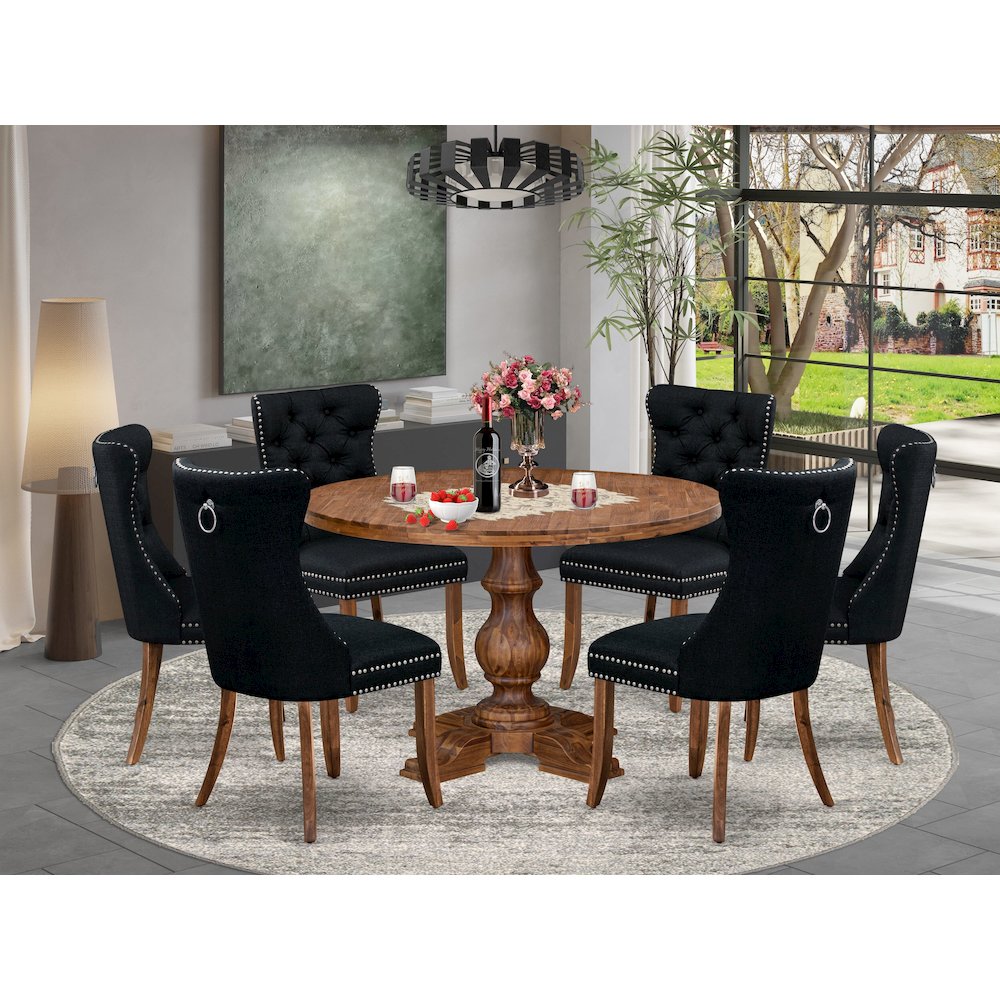 7-Piece Kitchen Table Set In Black Color