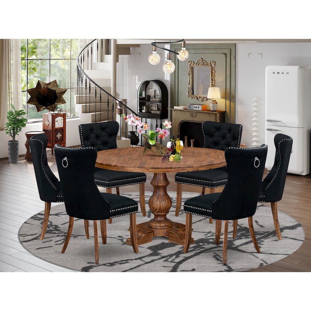 7-Piece Dining Room Set In Black Color