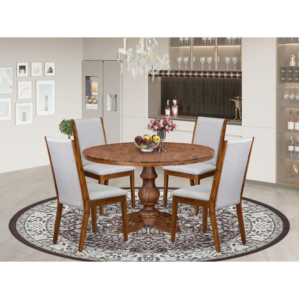 4 Grey Linen Fabric Parson Chairs