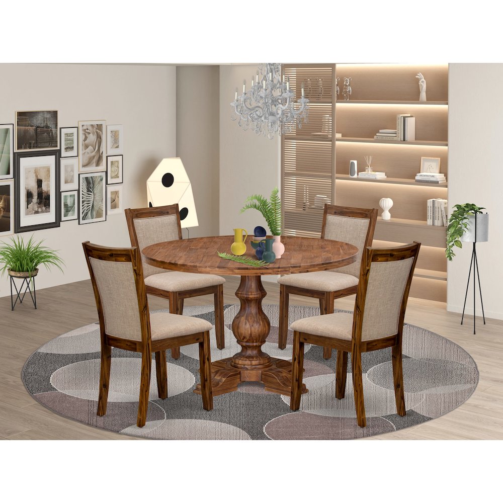 4 Light Tan Fabric Dining Chairs