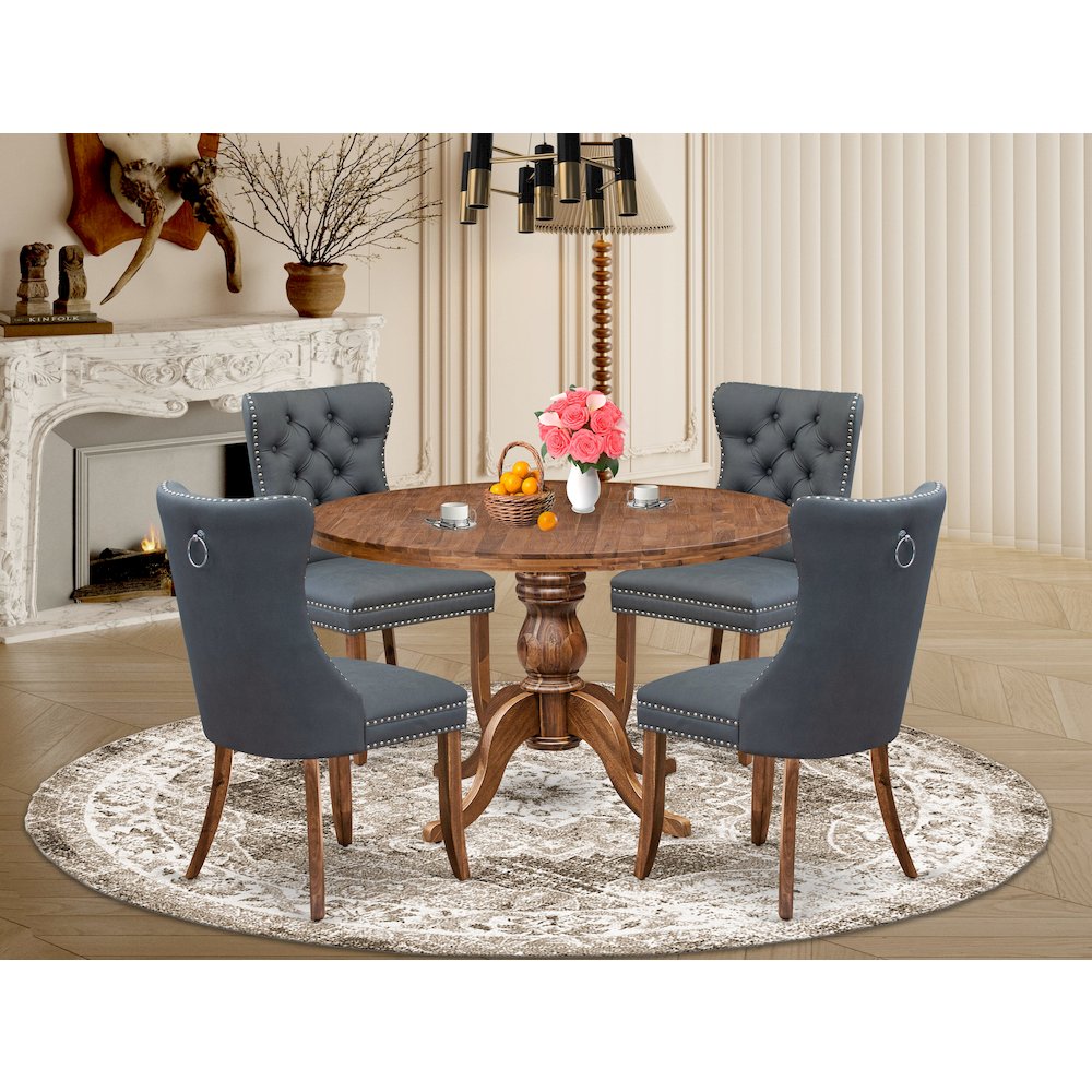 5-Piece Dining Room A Kitchen Table And 4 Platinum Gray Dining Room Chairs