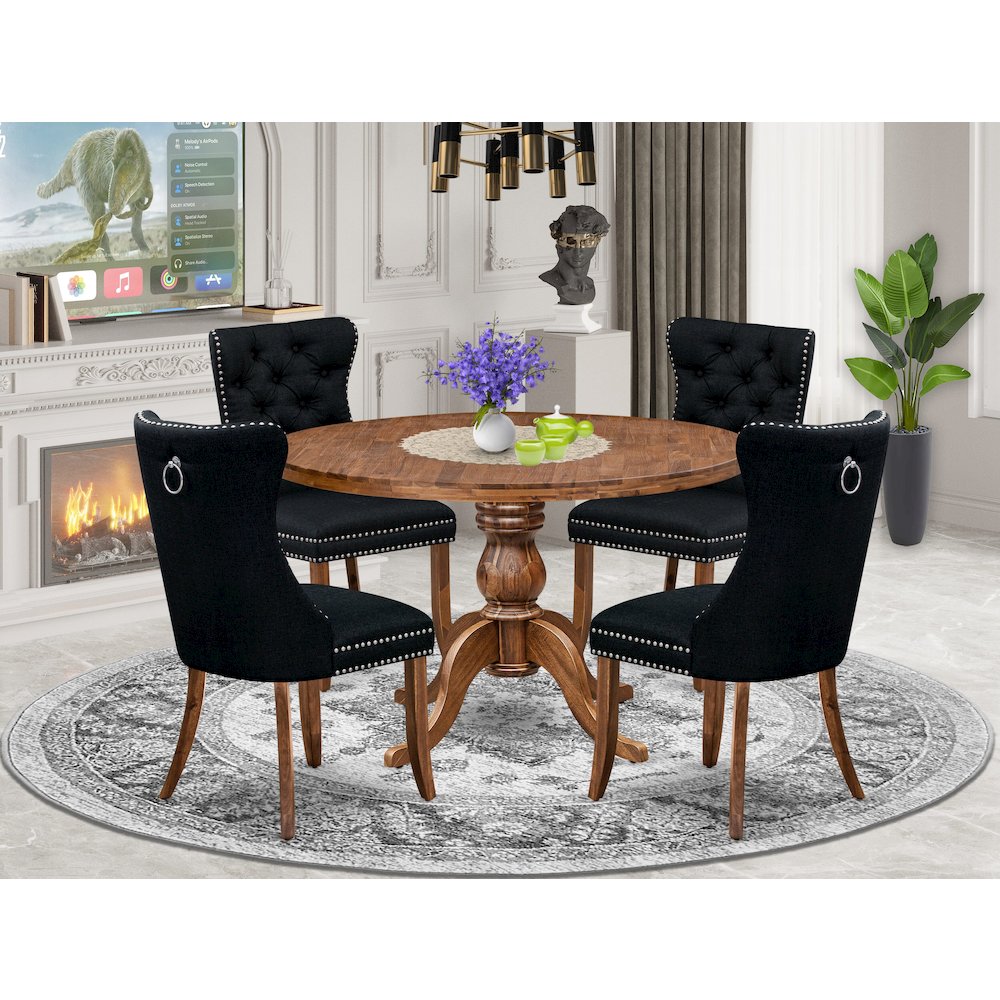 5-Piece Mid Century Kitchen Set In Black Color