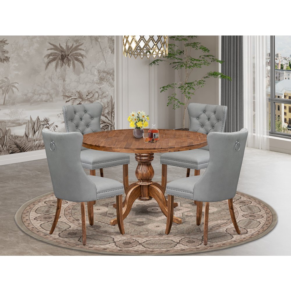 4 Light Gray Upholstered Dining Chairs