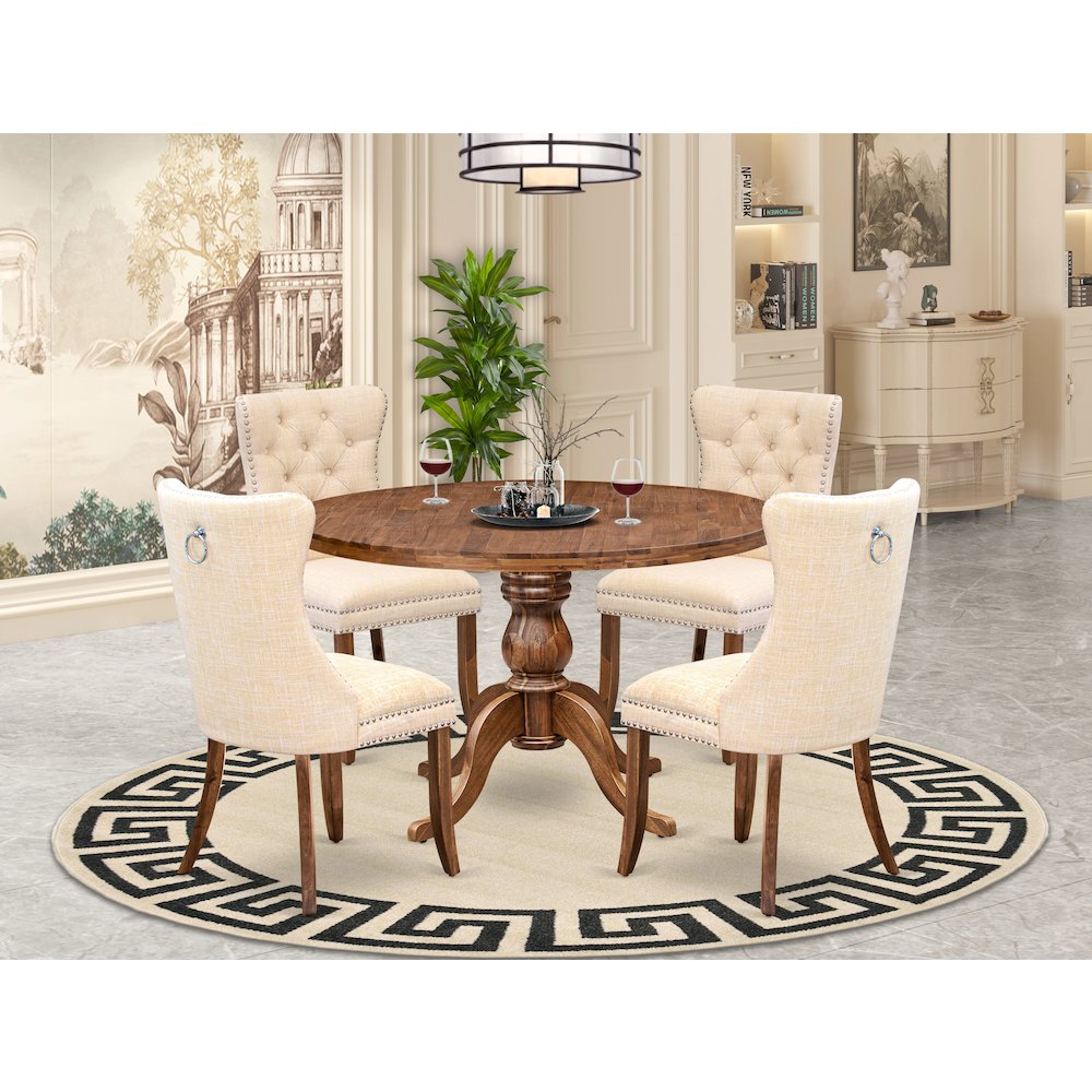 5-Piece Modern Dining Table Set In Light Beige Color
