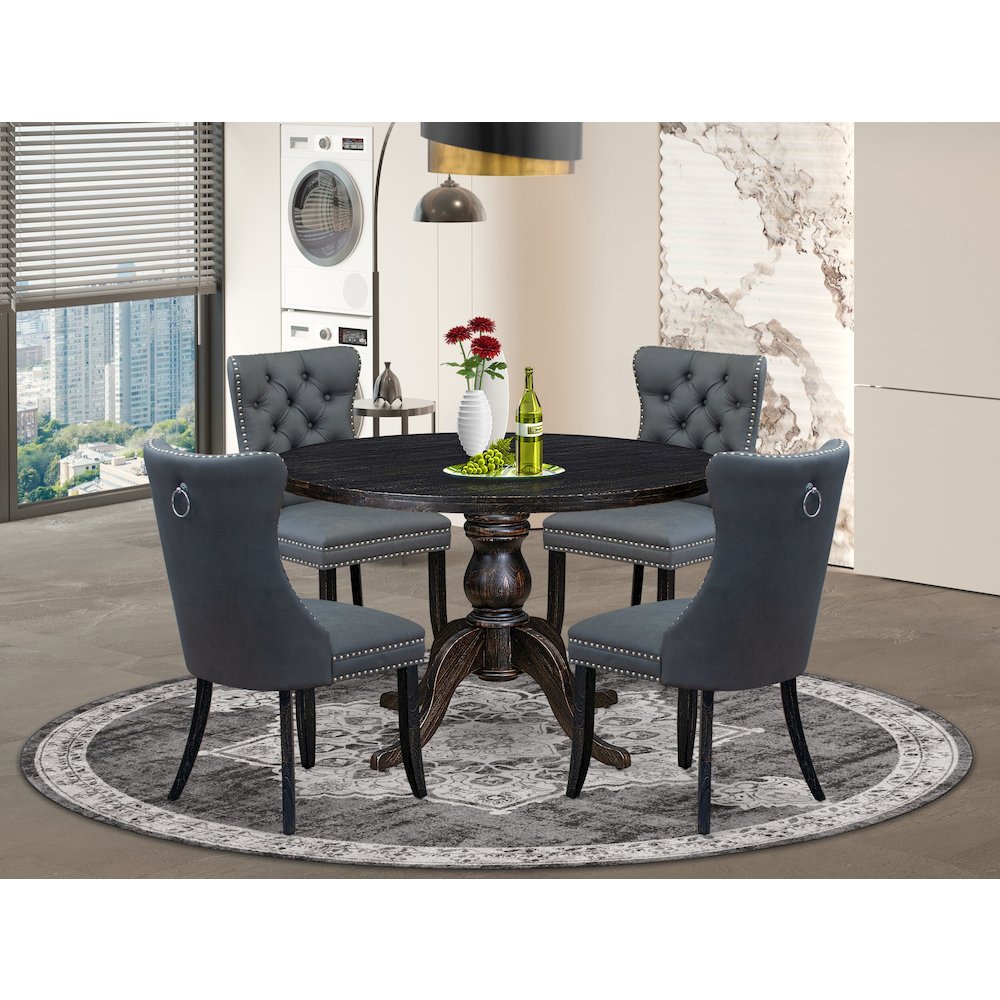 5-Piece Dining Table Set In Platinum Gray Color