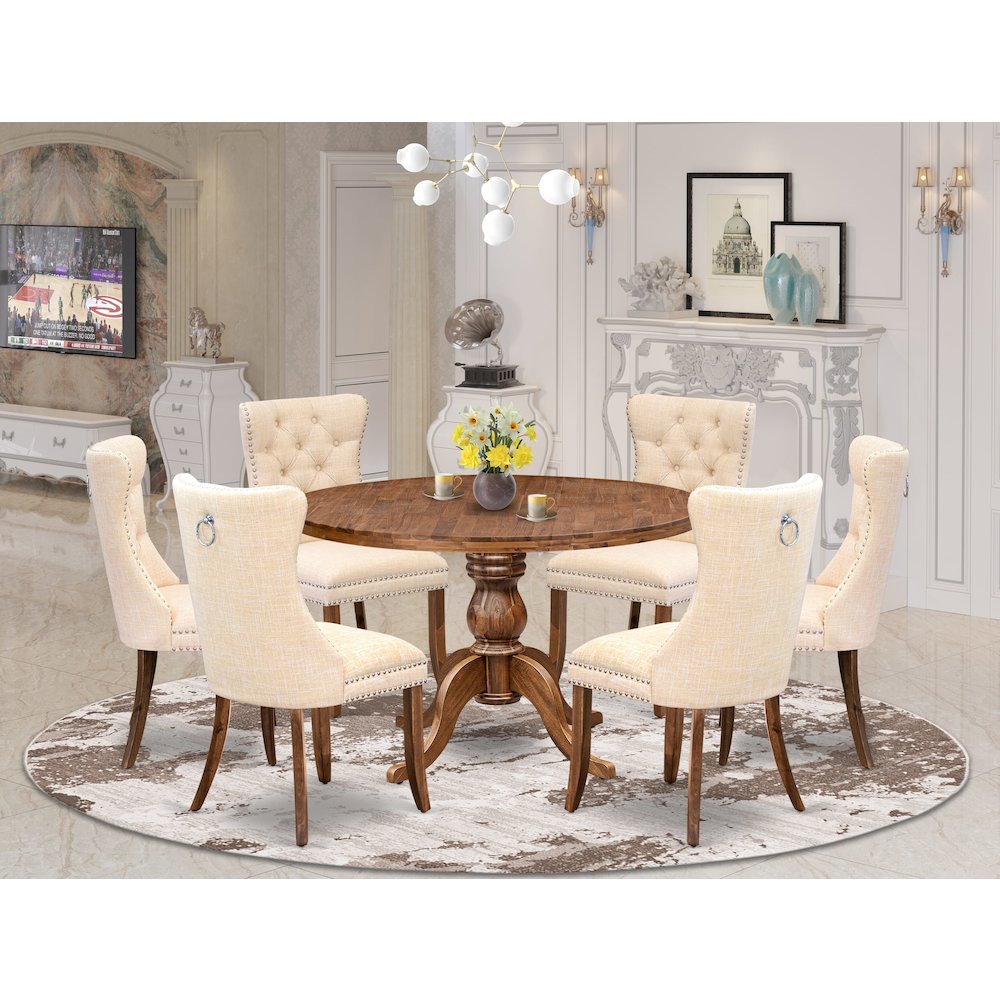 7-Piece Kitchen Table Set In Light Beige Color