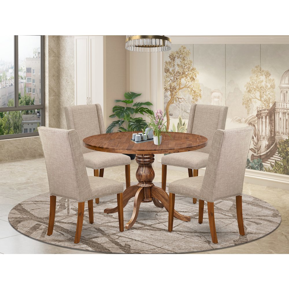4 Light Tan Fabric Dining Chairs