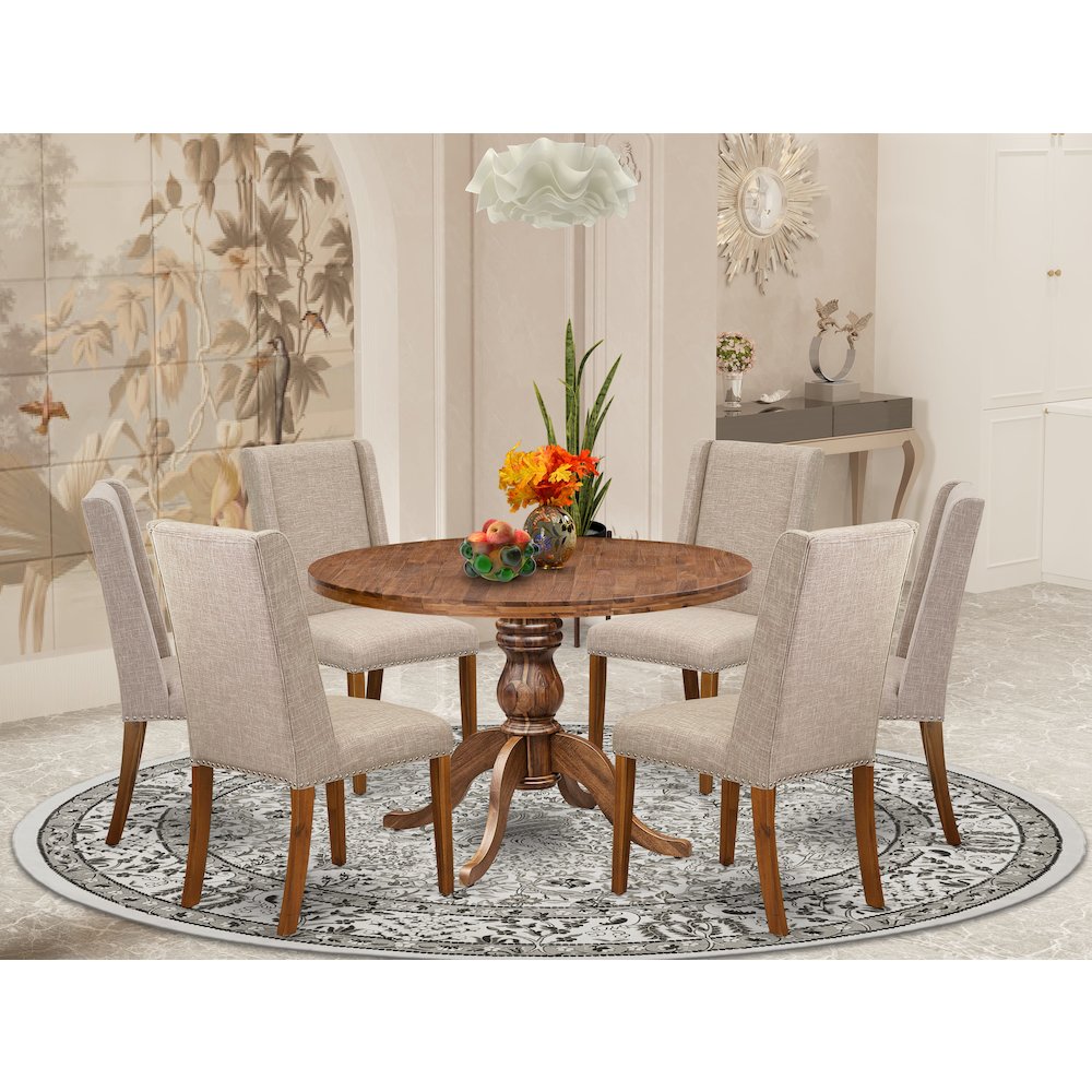 6 Light Tan Fabric Dining Room Chairs