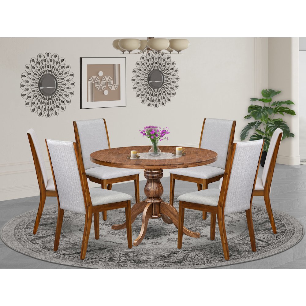 6 Grey Linen Fabric Chairs