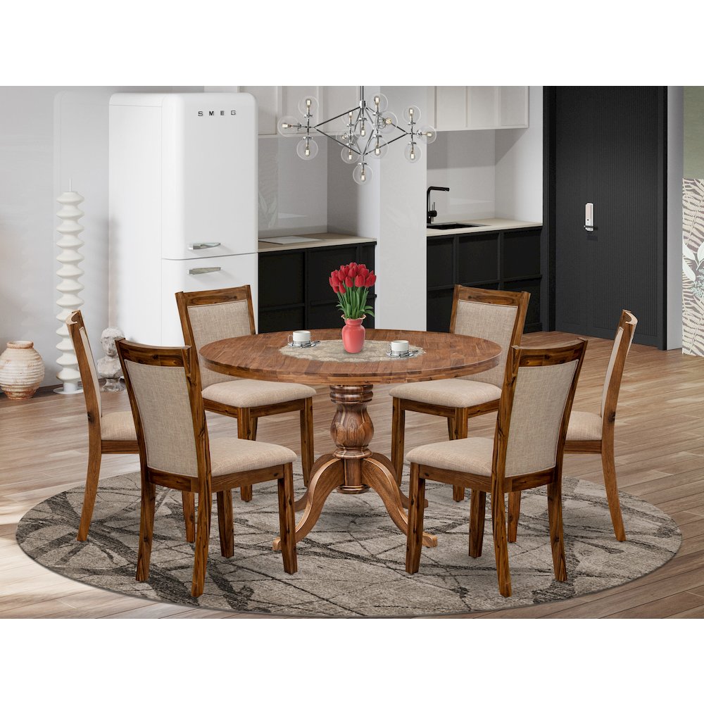 6 Light Tan Fabric Dining Chairs