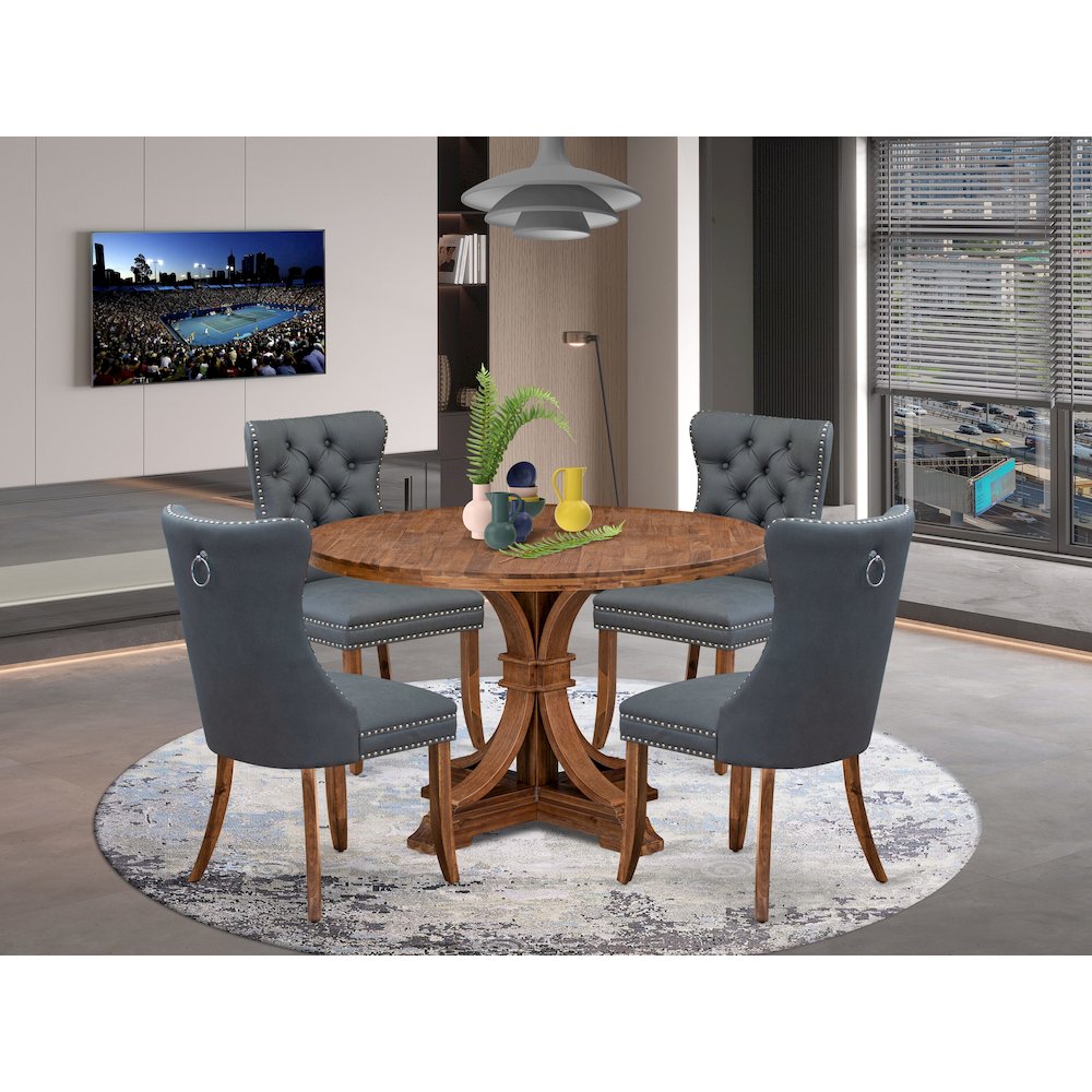 5-Piece Kitchen Table A Modern Dining Table And 4 Platinum Gray Kitchen Chairs