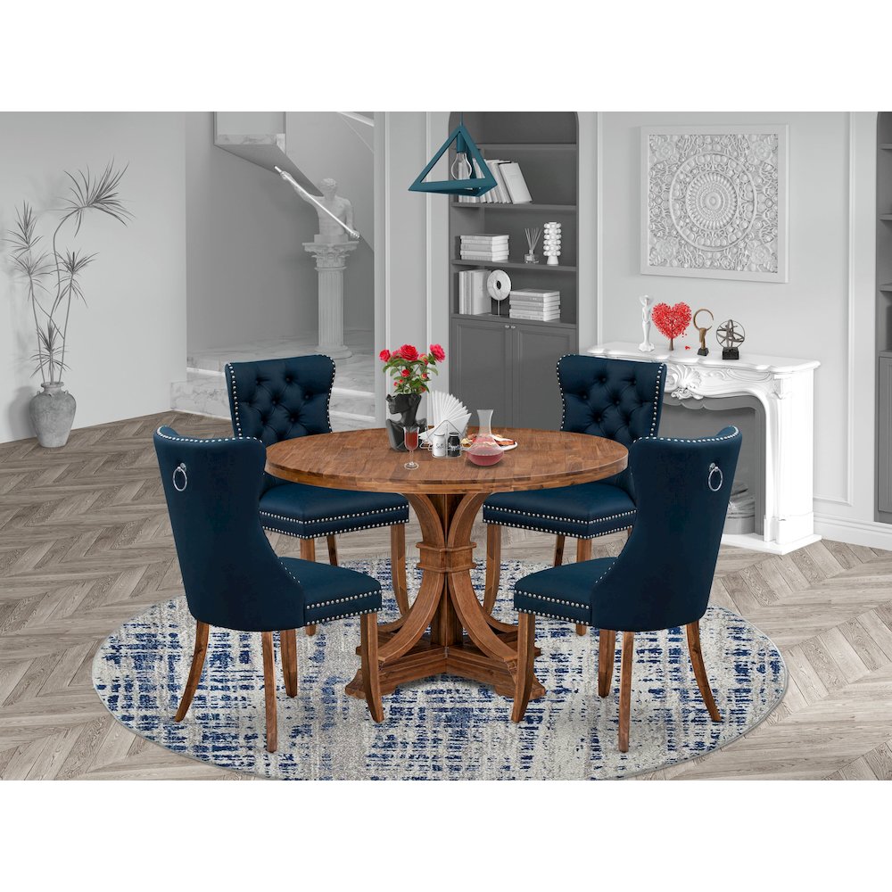 5-Piece Kitchen Table Set In Navy Blue Color