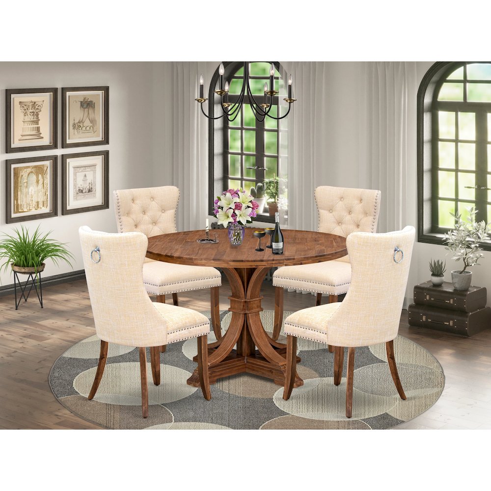 5-Piece Dining Room Set In Light Beige Color