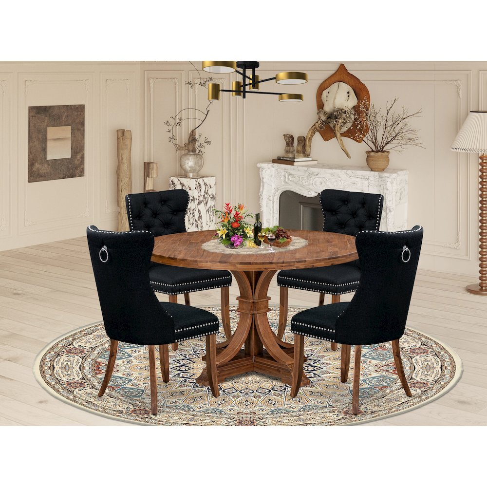 5-Piece Kitchen Table Set In Black Color
