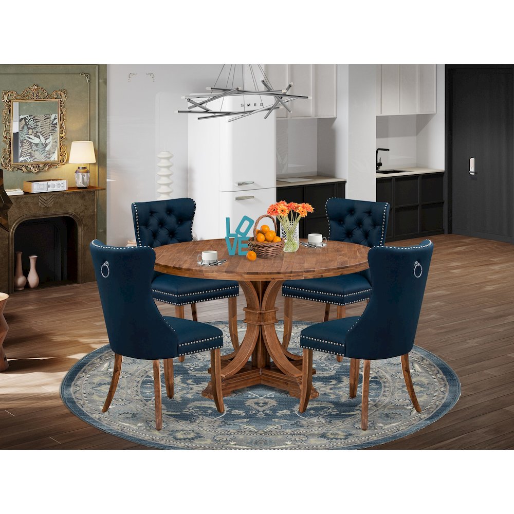 5-Piece Dining Set In Navy Blue Color