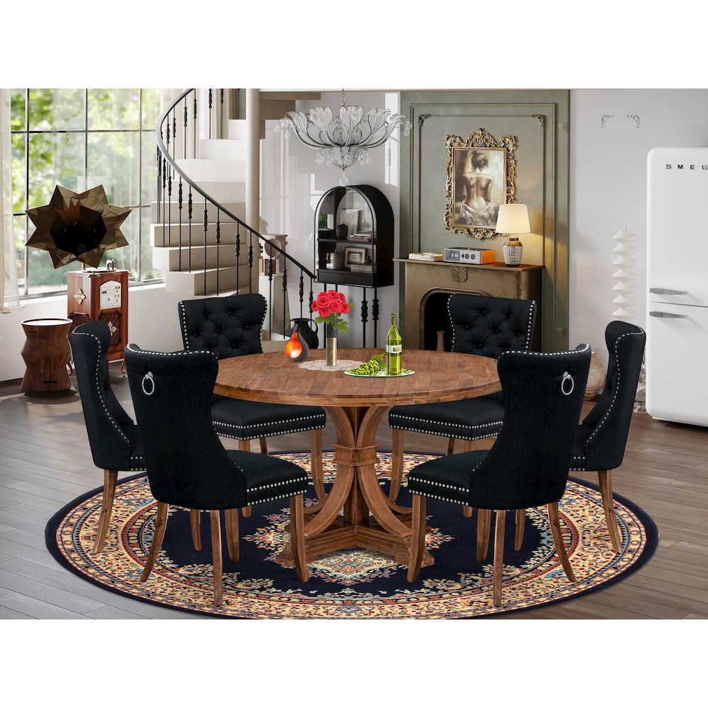7-Piece Modern Dining Set In Black Color